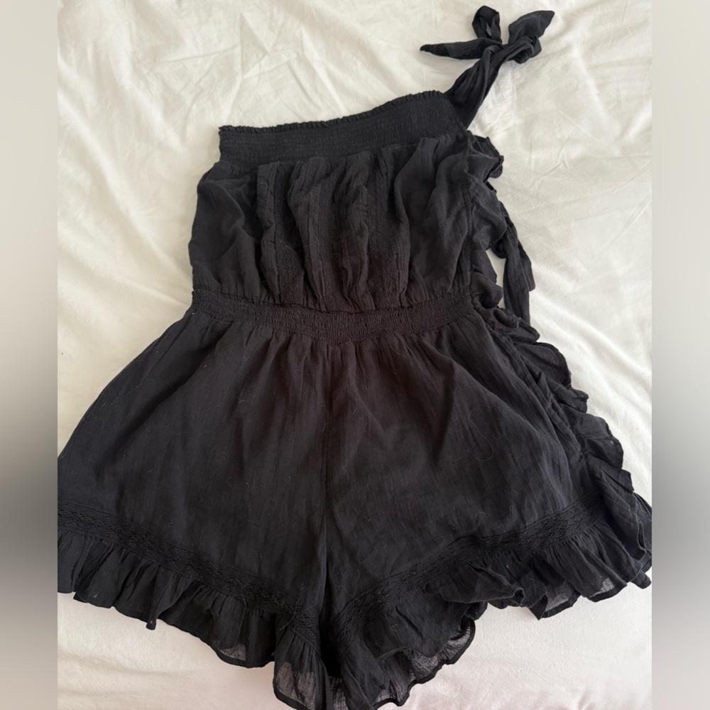 Free People Charcoal Textured Romper